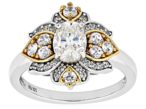 1.50ct Strontium Titanate with White Zircon Rhodium & 18K Yellow Gold Over Silver Ring - Size 6