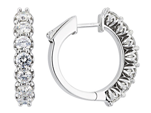 4.90ctw Round Strontium Titanate Rhodium Over Sterling Silver Hoop Earrings