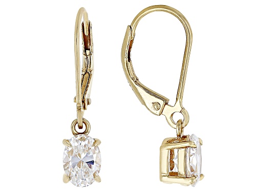 1.90ctw Oval Strontium Titanate 18K Yellow Gold Over Silver Earrings