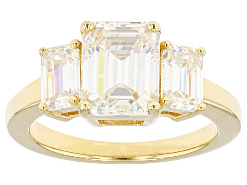 4.70ctw Emerald Cut Strontium 18K Yg Over Sterling Silver Ring - Size 8