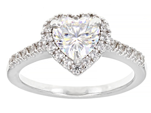 1.40ct Strontium Titanate & .35ctw White Zircon Rhodium Over Silver Ring - Size 9