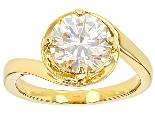 2.85ct Round Strontium Titanate 18K Yellow Gold Over Silver Ring - Size 8