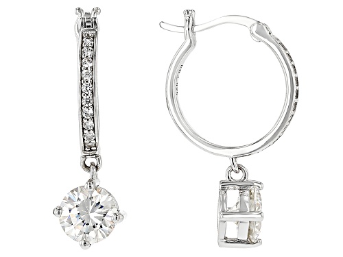 2.70ctw Round Strontium Titanate & White Zircon Rhodium Over Silver Earrings