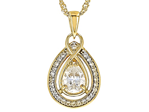 1.30CT STRONTIUM TITANATE & 0.21CTW WHITE ZIRCON 18K YELLOW GOLD OVER SILVER PENDANT & CHAIN