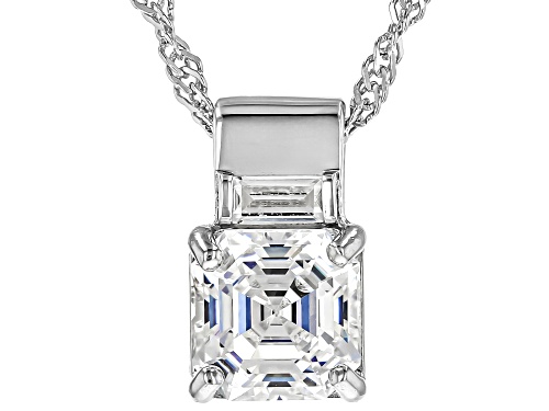 2.40CT STRONTIUM TITANATE & 0.14CTW WHITE ZIRCON RHODIUM OVER SILVER PENDANT & CHAIN
