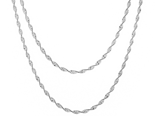 Sterling Silver Twisted Herringbone Chain Necklace Set 18 & 20 Inch