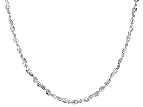 Sterling Silver 1MM Diamond Cut Twisted Oval Rolo Chain Necklace 18 Inch - Size 18