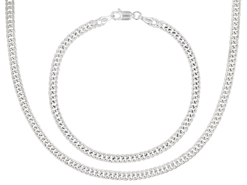 Sterling Silver Link Chain Necklace 18 Inch & Matching Bracelet 7.5 Inch