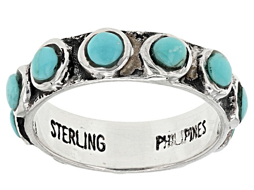 Southwest Style By Jtv™ 3mm Round Cabochon Kingman Turquoise Sterling Silver Eternity Band - Size 8