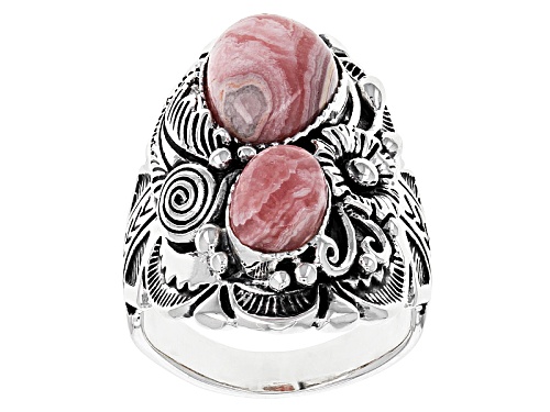 Photo of Southwest Style By Jtv™ Fancy Shape Rhodochrosite Sterling Silver Floral Ring - Size 5