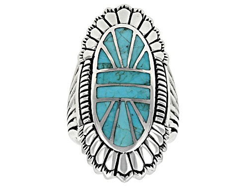 Southwest Style By Jtv™ Mixed Shapes Turquoise Sterling Silver Inlay Ring - Size 5