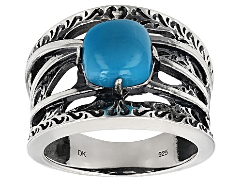 Photo of Southwest Style By Jtv™ 8mm Square Cushion Sleeping Beauty Turquoise Silver Solitaire Ring - Size 11