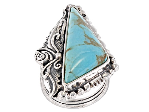 Southwest Style By Jtv™ Fancy Triangle Shape Kingman Turquoise Sterling Silver Solitaire Ring - Size 5
