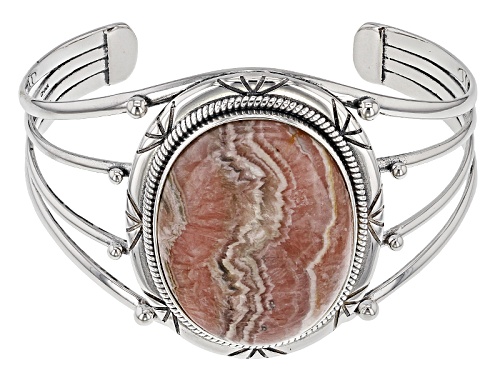 Photo of Southwest Style By Jtv™ 40x30mm Oval Cabochon Rhodochrosite Sterling Silver Cuff Bracelet - Size 8