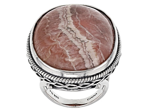 Photo of Southwest Style By Jtv™ 34x24mm Oval Cabochon Rhodochrosite Sterling Silver Solitaire Ring - Size 5