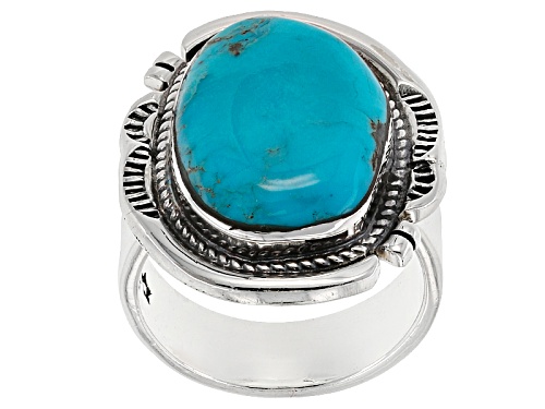 Southwest Style By Jtv™ 18x13mm Oval Kingman Turquoise Sterling Silver Solitaire Ring - Size 6