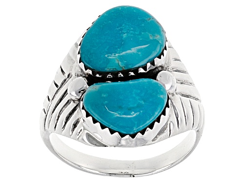 Southwest Style By Jtv™ Fancy Shape Cabochon Kingman Turquoise Sterling Silver Ring - Size 6