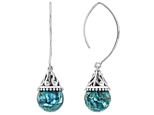 Southwest Style By Jtv™ 12mm Round Turquoise Rhodium Over Sterling Silver Dangle Earrings