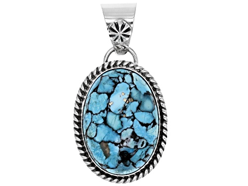 Southwest Style By Jtv™ Oval Cabochon Lace Matrix Turquoise Sterling Silver Pendant