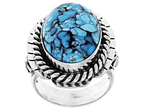 Southwest Style By Jtv™ Oval Cabochon Lace Matrix Turquoise Sterling Silver Solitaire Ring - Size 5