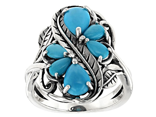 Photo of Southwest Style by JTV™ pear shape Sleeping Beauty turquoise rhodium over sterling silver ring - Size 7
