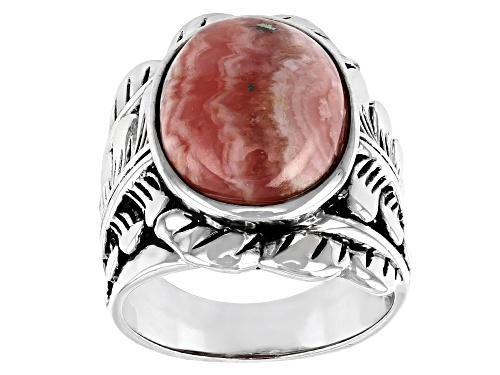 Photo of Southwest Style by JTV™ oval cabochon rhodochrosite rhodium over sterling silver solitaire ring - Size 6