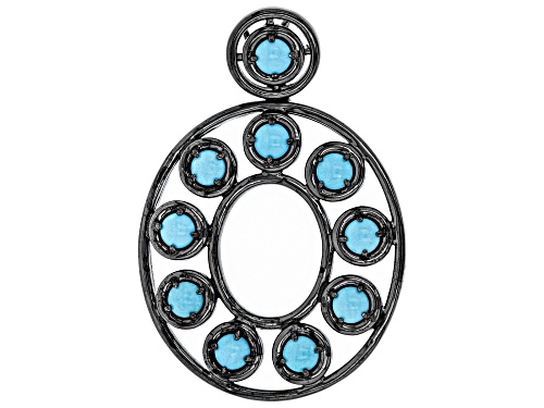 Southwest Style By JTV™ 6mm Round Sleeping Beauty Turquoise Black Rhodium Over Silver Pendant