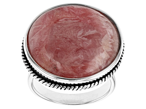 Southwest Style By JTV™ 21mm Round Rhodochrosite Solitaire Sterling Silver Ring - Size 7