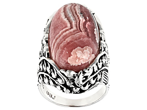 Southwest Style By JTV™ 25x13mm Oval Rhodochrosite Solitaire Sterling Silver Ring - Size 7
