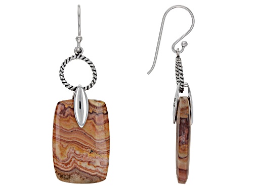 Southwest Style By JTV™ 26x16mm Yellow Wave Rolling Hills Travertine Rhodium Over Silver Earrings