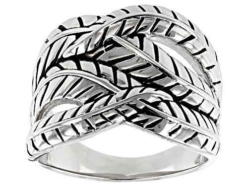 Photo of Southwest Style By JTV™ Rhodium Over Sterling Silver Leaf Design Crossover Ring - Size 7