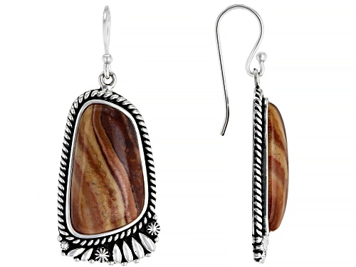 Photo of Southwest Style By JTV™ 22x12mm Yellow Wave Travertine Rhodium Over Sterling Silver Earrings
