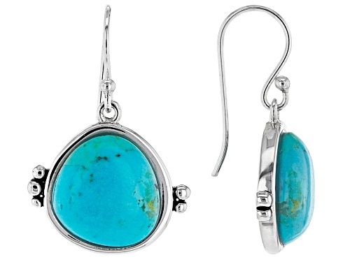 Photo of Southwest Style By JTV™ 13x12mm Custom Shape Turquoise Rhodium Over Silver Dangle Earrings