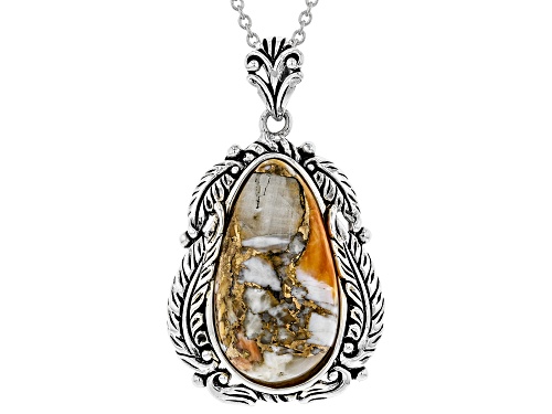 Southwest Style By JTV™ 26x14mm Spiny Oyster Shell Rhodium Over Silver Pendant With 18