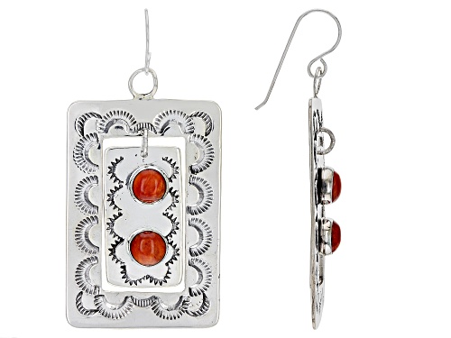 Photo of Southwest Style By JTV™ 6mm Round Spiny Oyster Shell Cabochon Silver Dangle Earrings