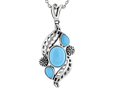 Southwest Style By JTV™  Sleeping Beauty Turquoise Rhodium Over Silver Pendant With Chain
