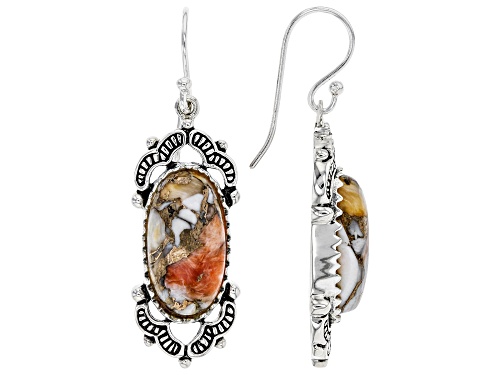 Southwest Style By JTV™ 18X9MM Spiny Oyster Shell Rhodium Over Sterling Silver Earrings