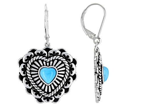 Photo of Southwest Style By JTV™ Heart Shaped Sleeping Beauty Turquoise Rhodium Over Silver Earrings