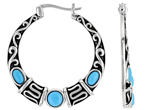 Southwest Style By JTV™ Oval & Round Sleeping Beauty Turquoise Rhodium Over Silver Earrings