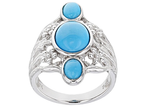 Photo of Southwest Style By JTV™ Sleeping Beauty Turquoise Rhodium Over Silver 3 Stone Ring - Size 9