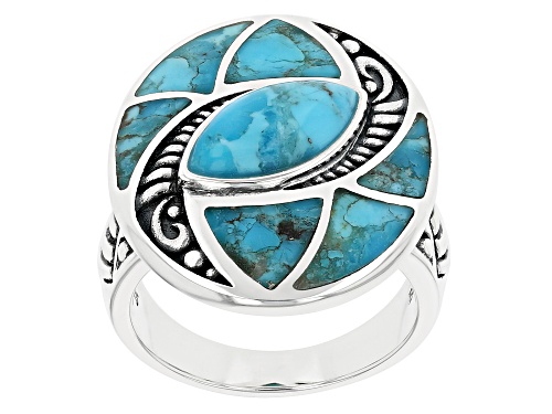 Photo of Southwest Style By JTV™ Mixed Shape Turquoise Rhodium Over Sterling Silver Ring - Size 8