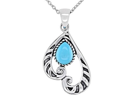 Photo of Southwest Style By JTV™ Pear Shape Sleeping Beauty Turquoise Rhodium Over Silver Pendant with Chain
