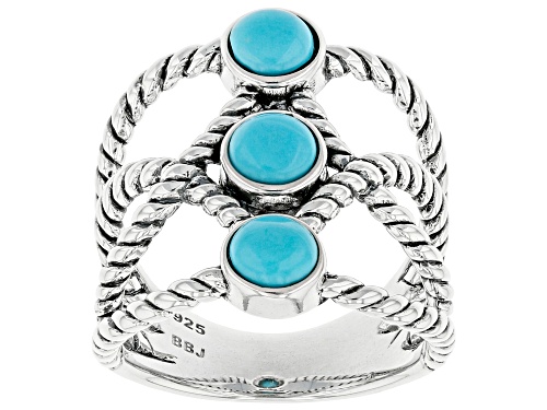 Photo of Southwest Style By JTV™ Sleeping Beauty Turquoise Rhodium Over Sterling Silver 3-Stone Ring - Size 8