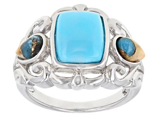 Southwest Style By JTV™ Sleeping Beauty Turquoise & Spiny Oyster Shell Rhodium Over Silver Ring - Size 9