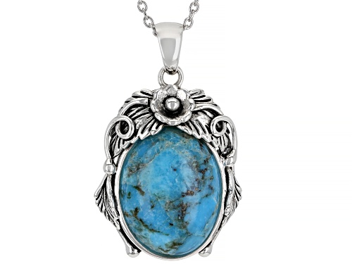 Southwest Style By JTV™ Turquoise Rhodium Over Silver Pendant With 18" Chain
