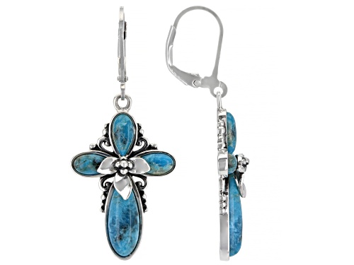 Photo of Southwest Style By JTV™ Blue Turquoise Rhodium Over Sterling Silver Cross Earrings