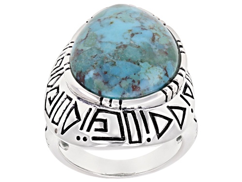 Southwest Style By JTV™ Free Form Turquoise Rhodium Over Sterling Silver Ring - Size 10