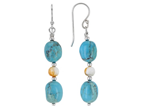 Photo of Southwest Style By JTV™ Turquoise & Spiny Oyster Shell Rhodium Over Sterling Silver Earrings