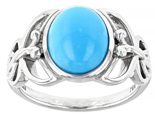 Photo of Southwest Style By JTV™, Sleeping Beauty Turquoise with Butterfly Detailing Rhodium Over Silver Ring - Size 8