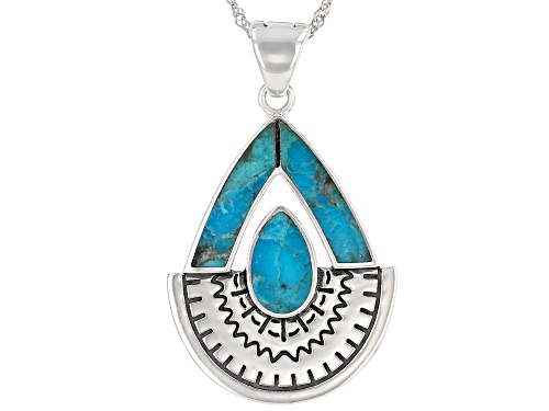 Photo of Southwest Style By JTV™, Inlay Turquoise Rhodium Over Sterling Silver Enhancer 18" Chain